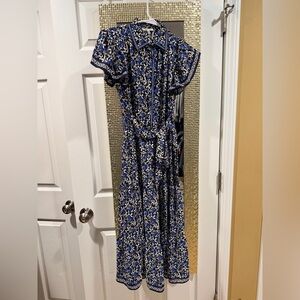 Max Studio Floral Blue and White Dress